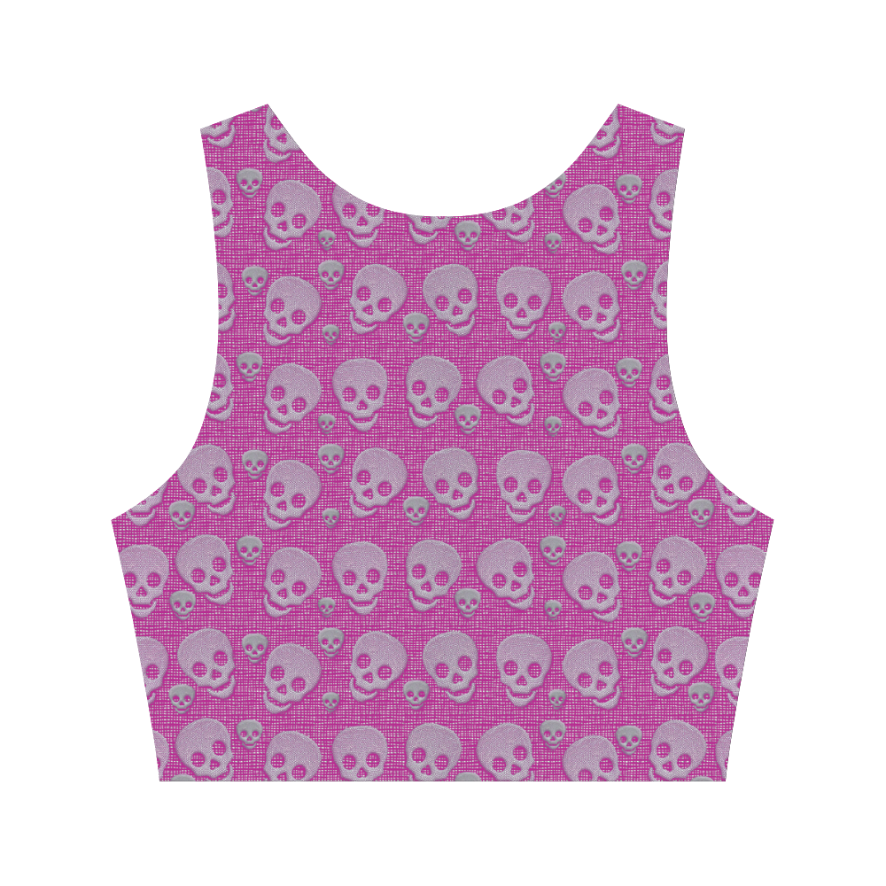 SKULLS PINKY Women's Crop Top (Model T42)