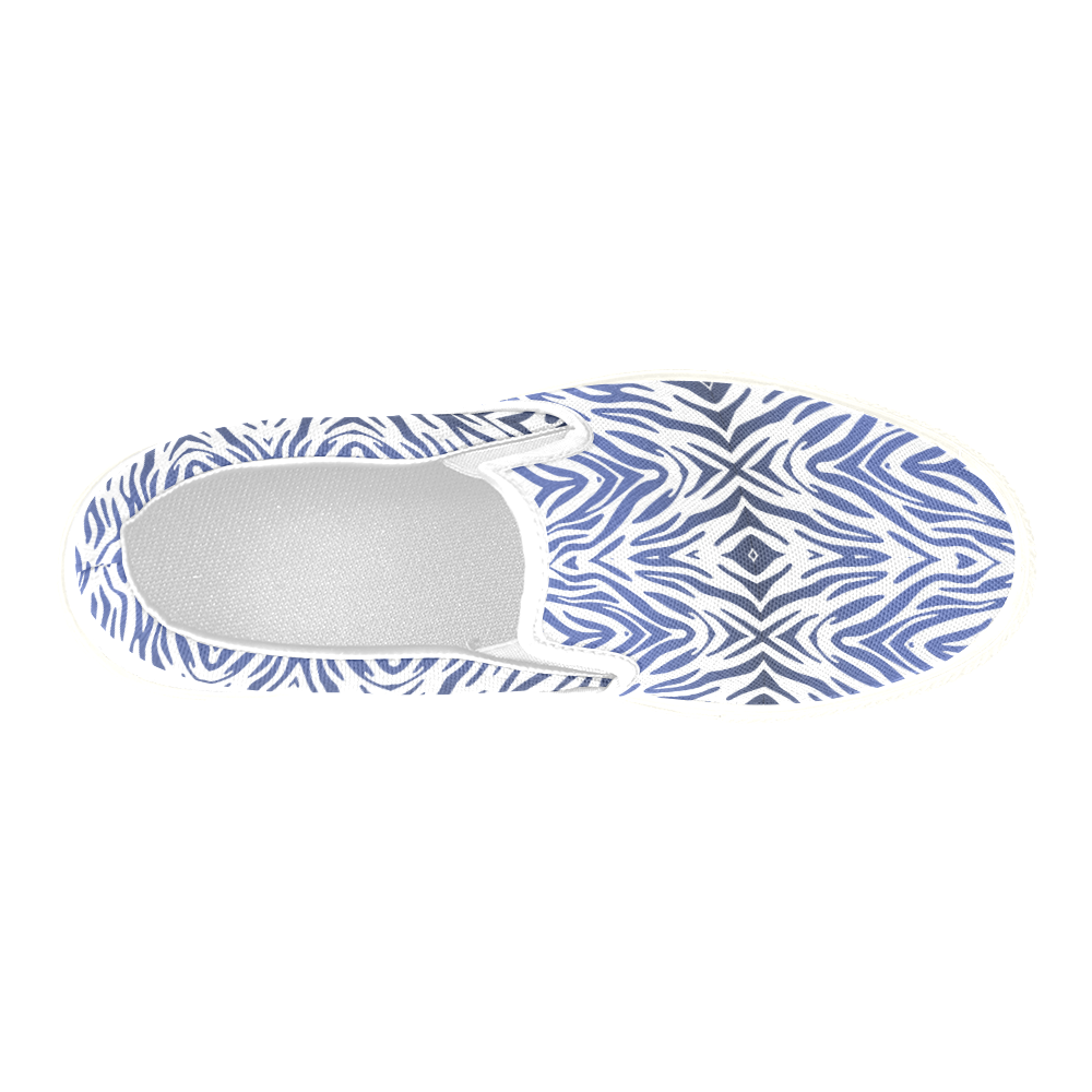 Blue Zebra Print Pattern Men's Slip-on Canvas Shoes (Model 019)