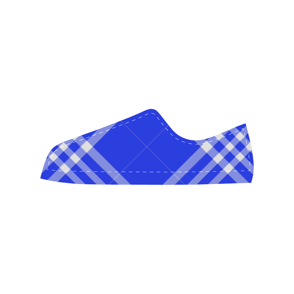 Blue and White Tartan Plaid Men's Classic Canvas Shoes (Model 018)