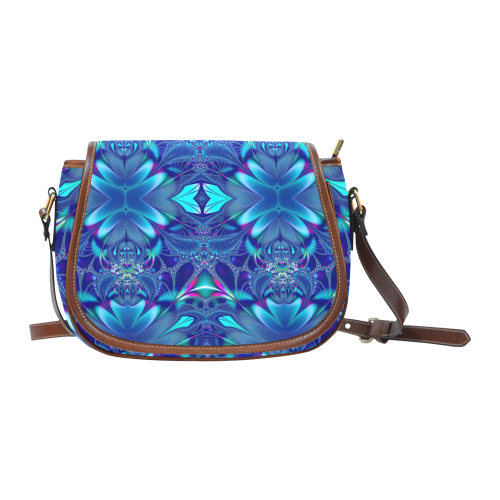 Blue Elegance Fractal Abstract Saddle Bag/Small (Model 1649) Full Customization