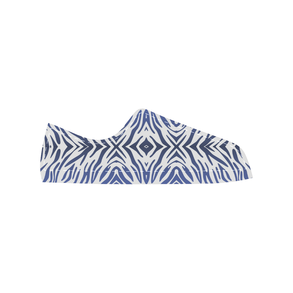 Blue Zebra Print Pattern Men's Classic Canvas Shoes (Model 018)