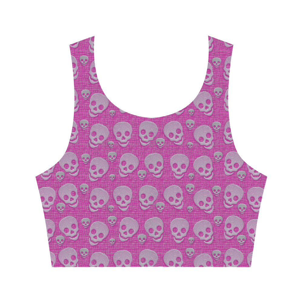 SKULLS PINKY Women's Crop Top (Model T42)