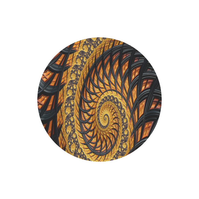 Spiral Yellow and Black Staircase Fractal Round Mousepad