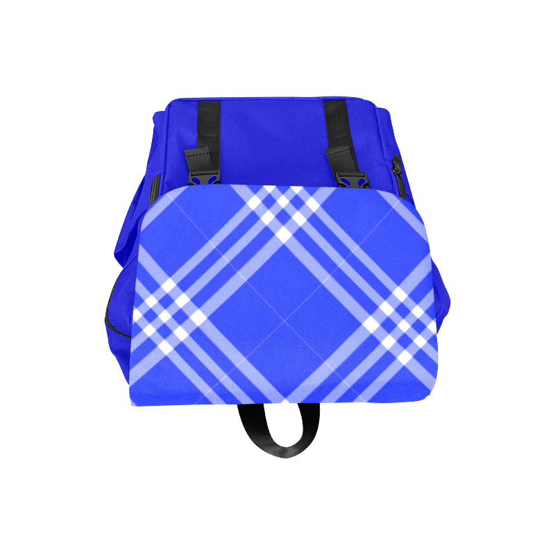 Blue and White Tartan Plaid Casual Shoulders Backpack (Model 1623)