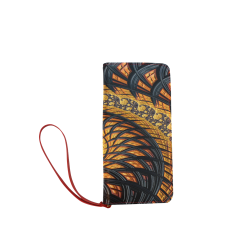 Spiral Yellow and Black Staircase Fractal Women's Clutch Wallet (Model 1637)