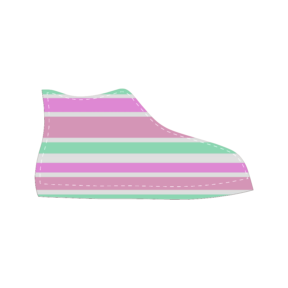 Pink Green Stripes Pattern Women's Classic High Top Canvas Shoes (Model 017)
