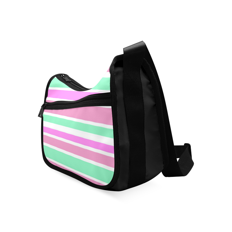 Pink Green Stripes Pattern Crossbody Bags (Model 1616)