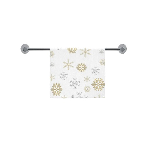 Silver and Gold Snowflakes on a White Background 2 Custom Towel 16"x28"
