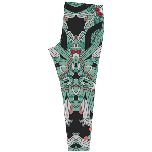 Zandine 0206 vintage green floral pattern Cassandra Women's Leggings (Model L01)