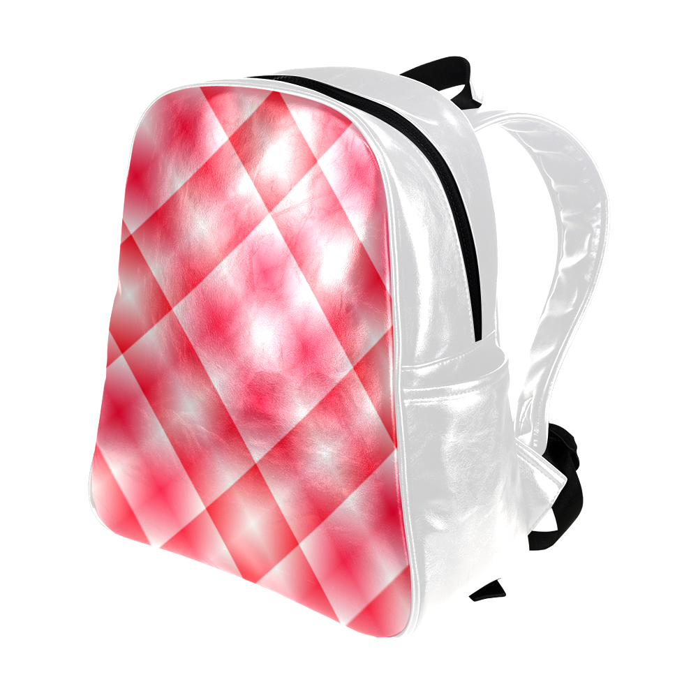 Pink and White Tartan Plaid Multi-Pockets Backpack (Model 1636)