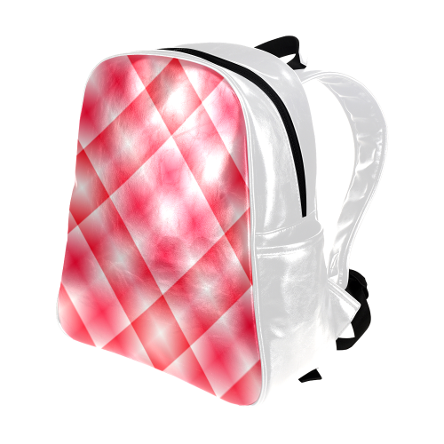 Pink and White Tartan Plaid Multi-Pockets Backpack (Model 1636)