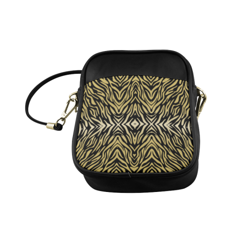 Gold and Black Zebra Print Pattern Sling Bag (Model 1627)