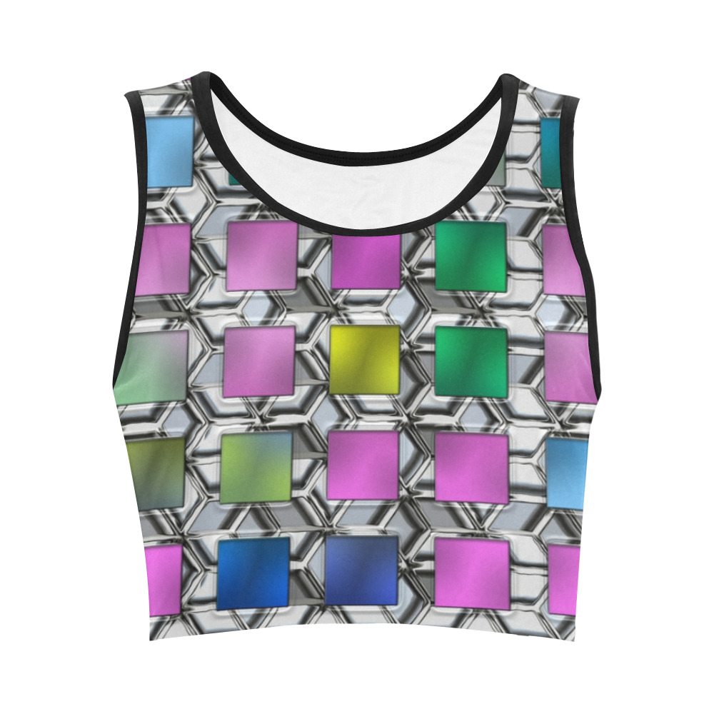 DIAMANT MULTICOLOR Women's Crop Top (Model T42)