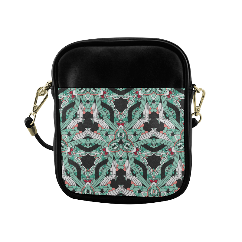Zandine 0206 vintage green floral pattern Sling Bag (Model 1627)
