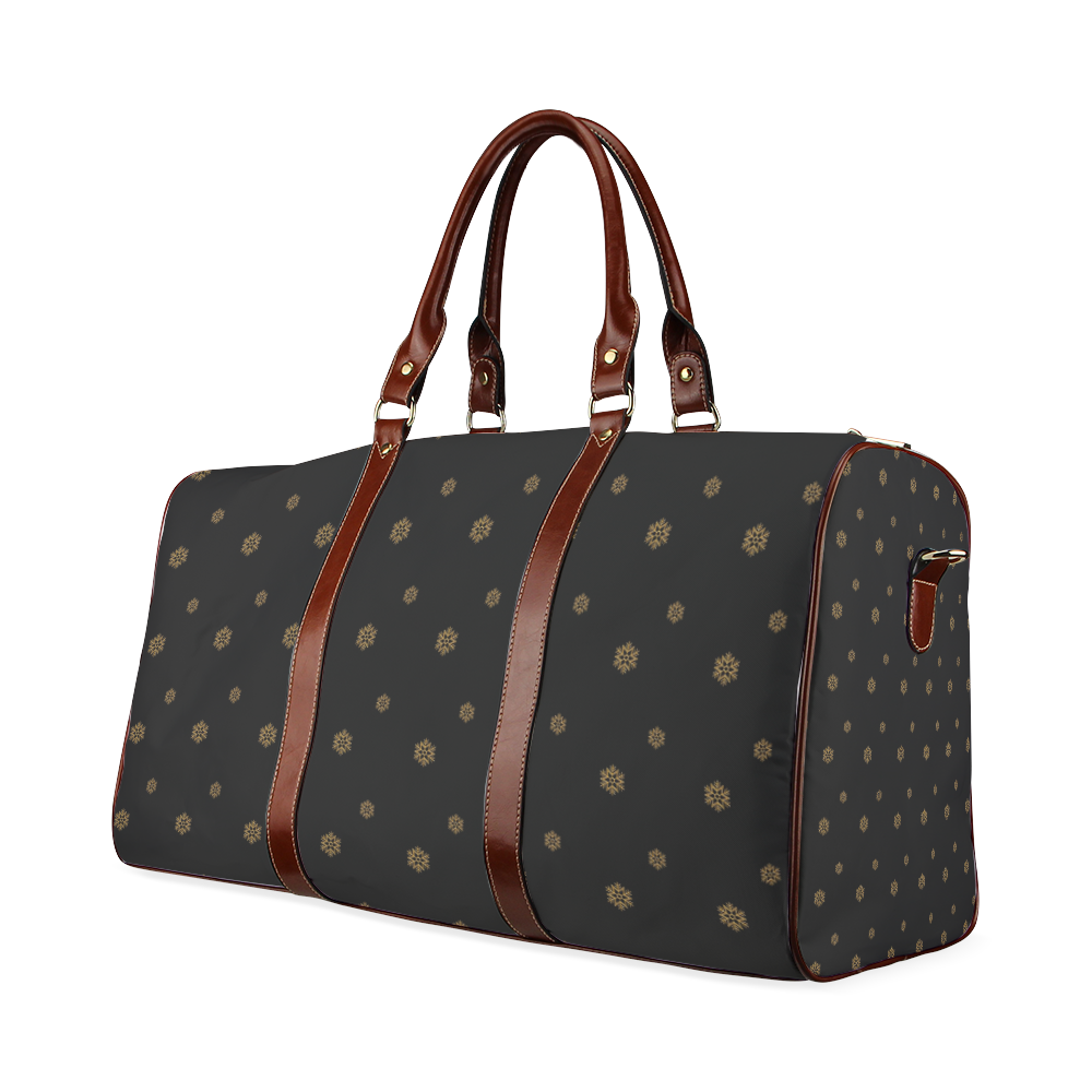 Golden Snowflakes On A Midnight Black Background Waterproof Travel Bag/Small (Model 1639)