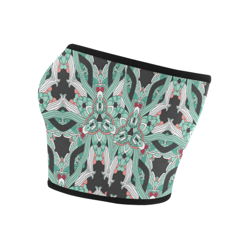 Zandine 0206 vintage green floral pattern Bandeau Top