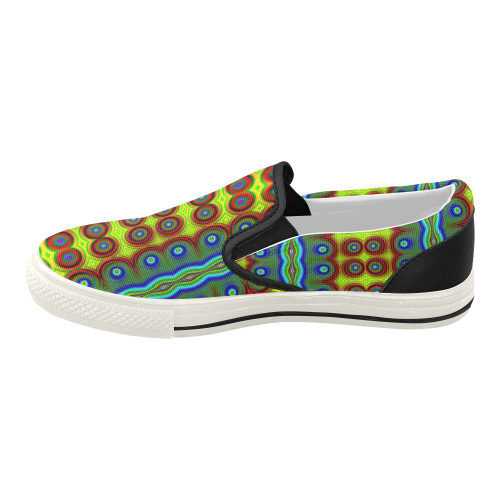 Candy Dots Abstract Fractal Women's Slip-on Canvas Shoes (Model 019)