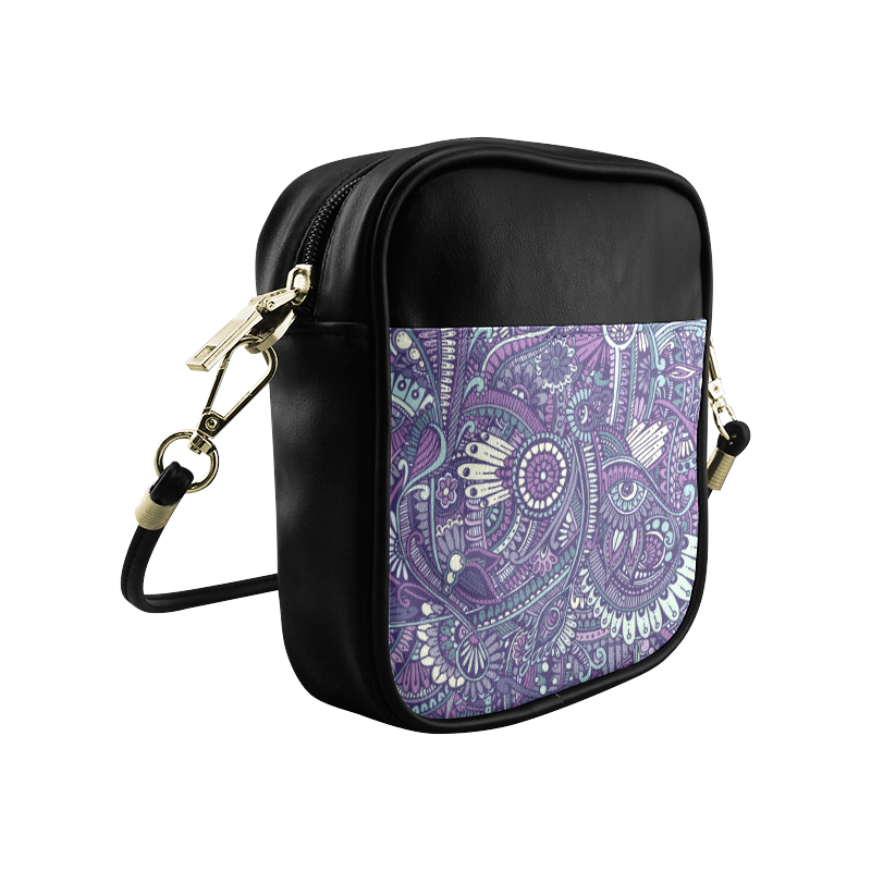 zz0102 purple hippie flower pattern Sling Bag (Model 1627)