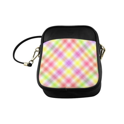 Multicolored Pastel Rainbow Tartan Plaid Sling Bag (Model 1627)