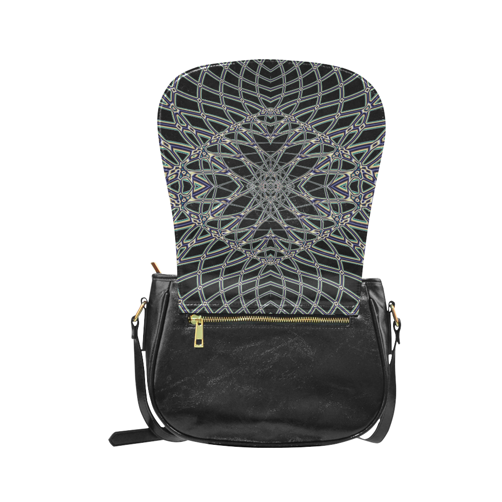 Fishnet Fractal Abstract Classic Saddle Bag/Small (Model 1648)