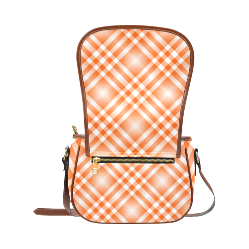 Orange and White Tartan Plaid Saddle Bag/Large (Model 1649)