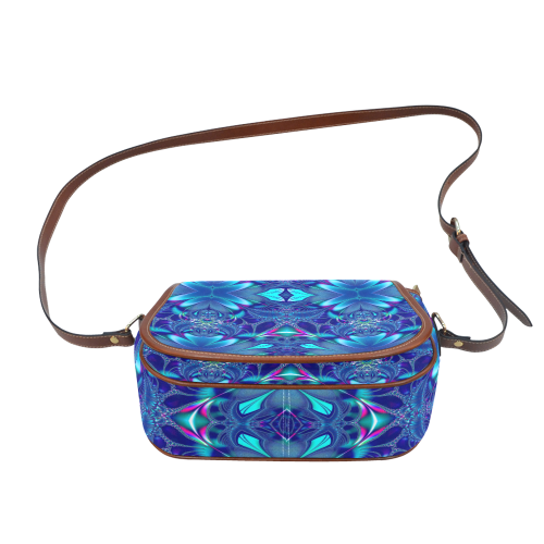 Blue Elegance Fractal Abstract Saddle Bag/Small (Model 1649) Full Customization