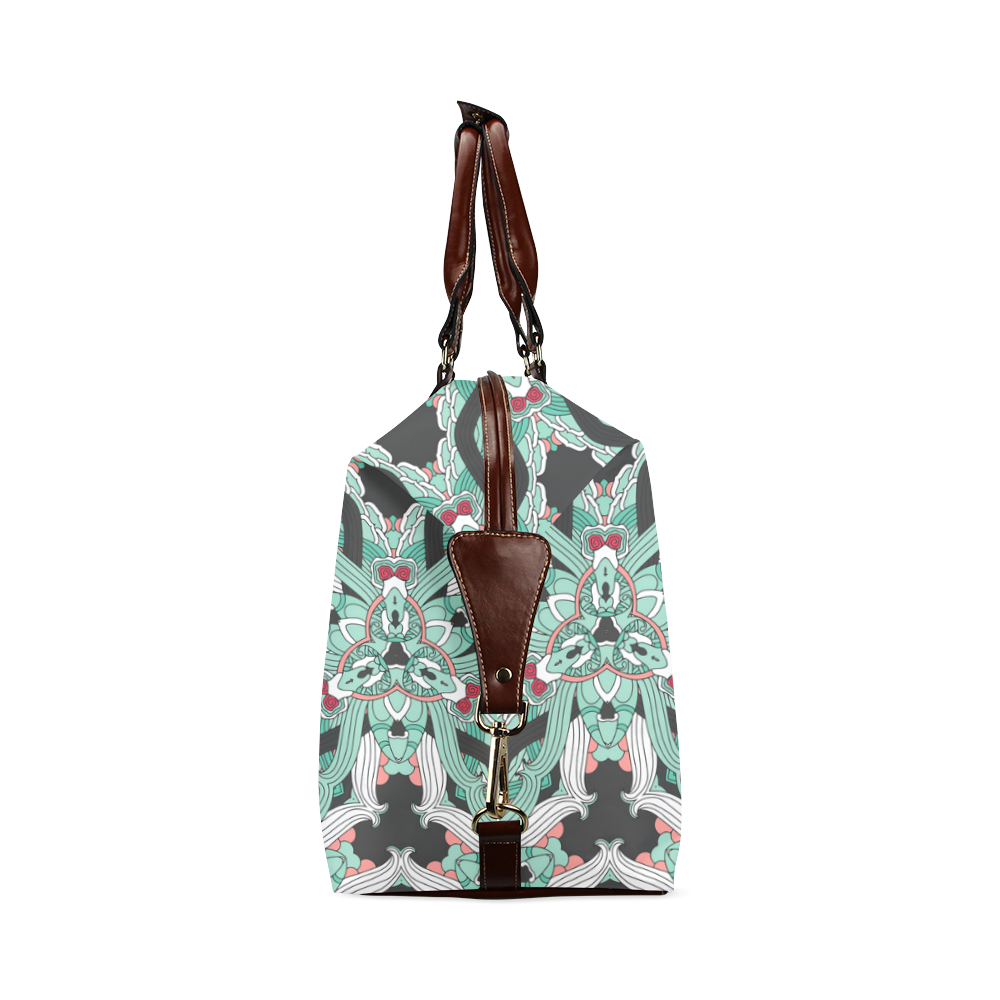 Zandine 0206 vintage green floral pattern Classic Travel Bag (Model 1643)