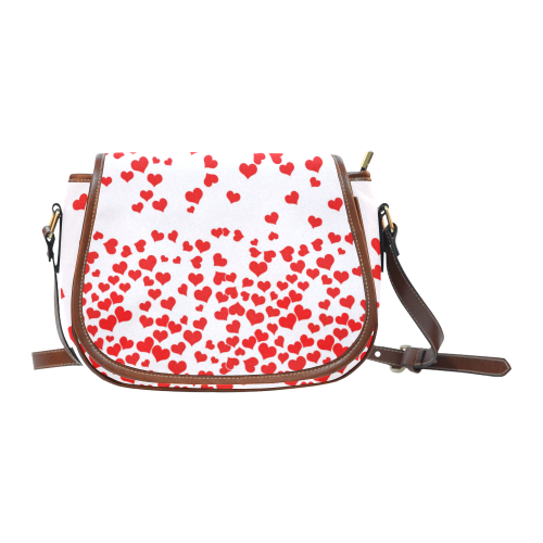 Red Falling Hearts on Pink Saddle Bag/Large (Model 1649)