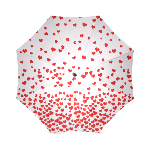 Red Falling Hearts on Pink Foldable Umbrella (Model U01)