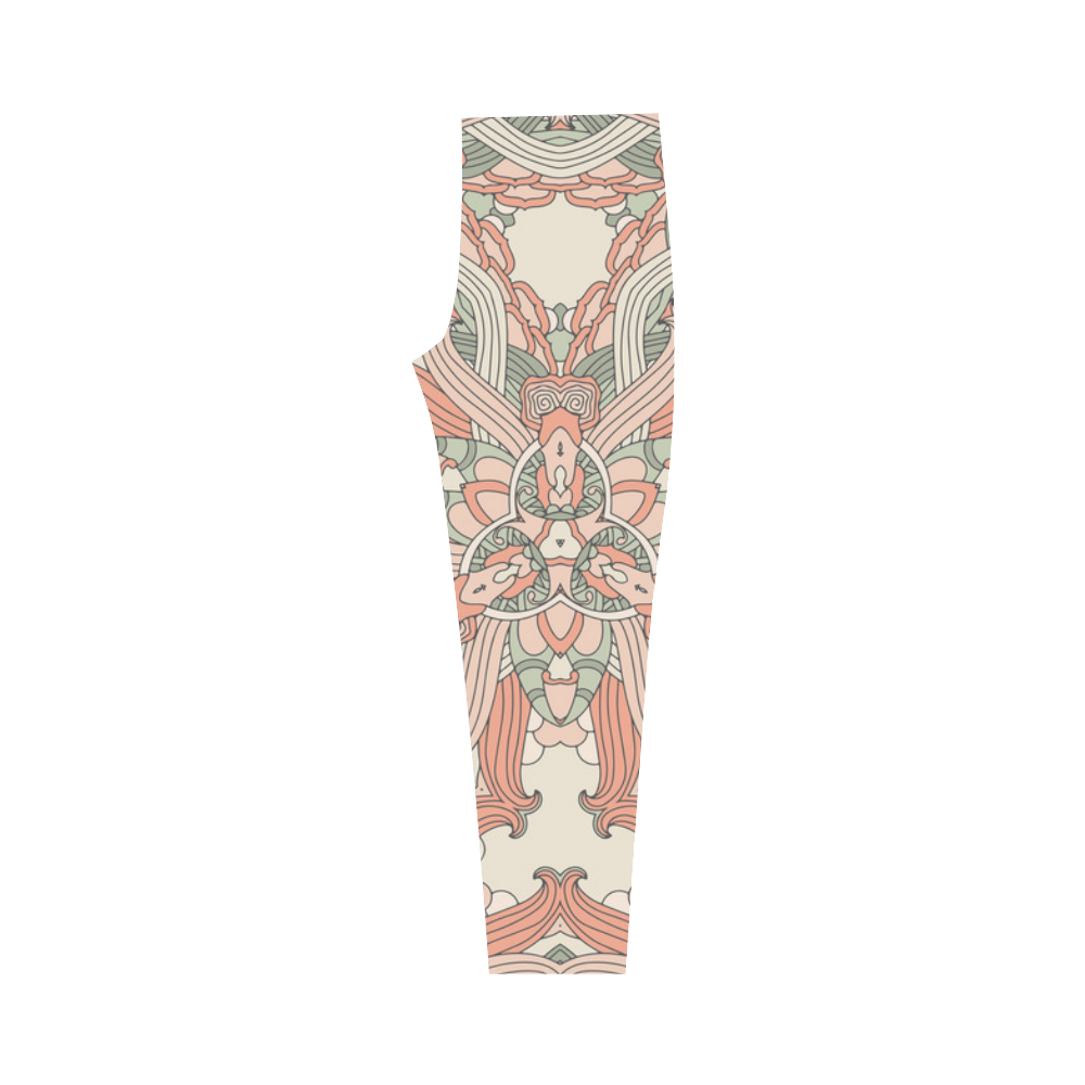 Zandine 0205 vintage floral pattern Capri Legging (Model L02)
