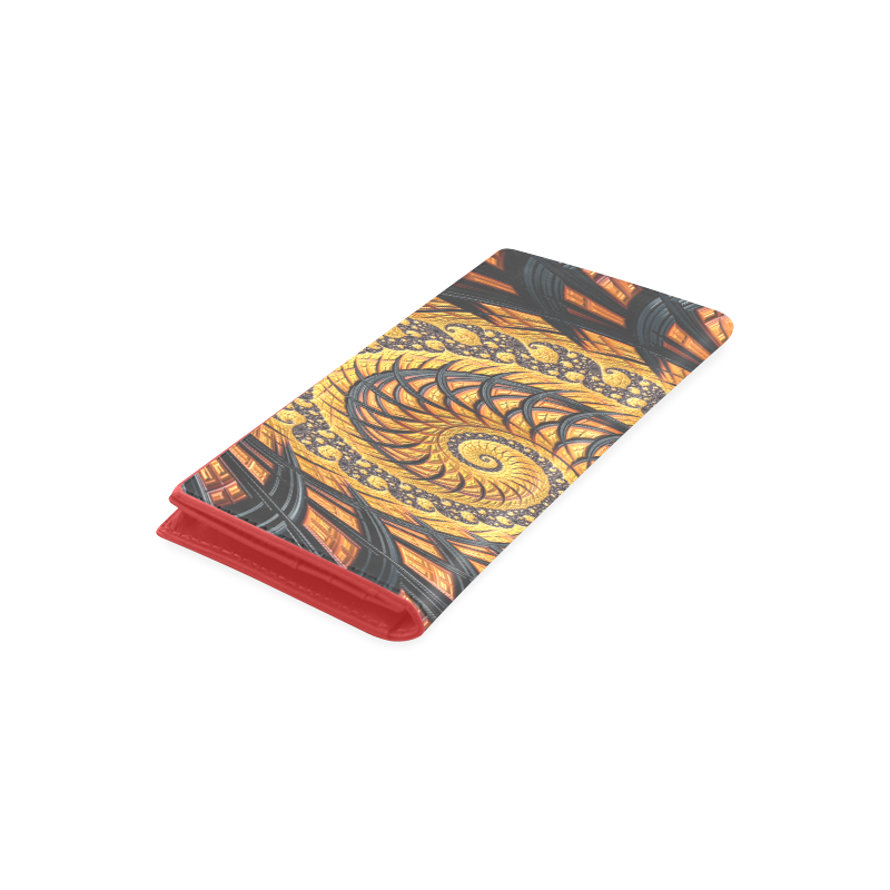Spiral Yellow and Black Staircase Fractal Women's Leather Wallet (Model 1611)