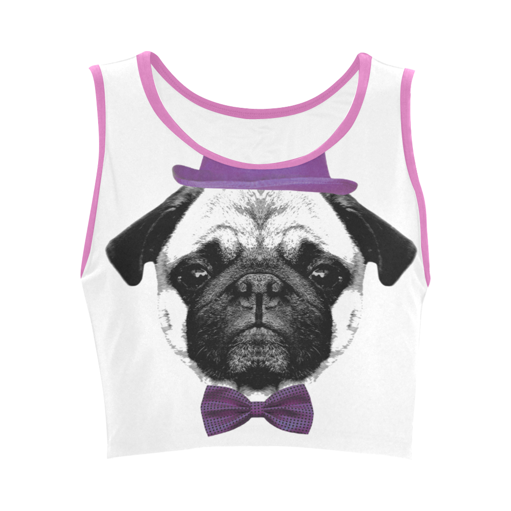 MOPS PUPPY FRENCH BULLDOG Women's Crop Top (Model T42)