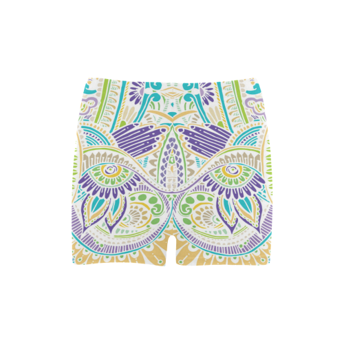 zz0104 purple green watercolor flower pattern Briseis Skinny Shorts (Model L04)