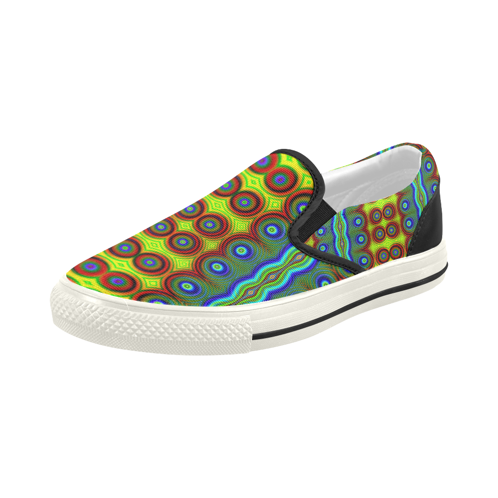 Candy Dots Abstract Fractal Women's Slip-on Canvas Shoes (Model 019)