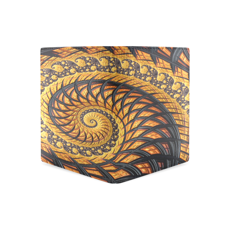 Spiral Yellow and Black Staircase Fractal Men's Leather Wallet (Model 1612)