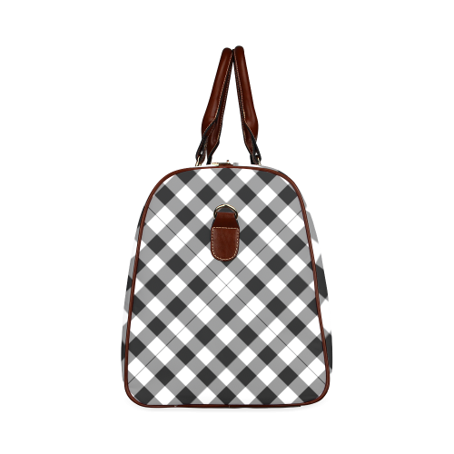 Black and White Tartan Plaid Waterproof Travel Bag/Large (Model 1639)