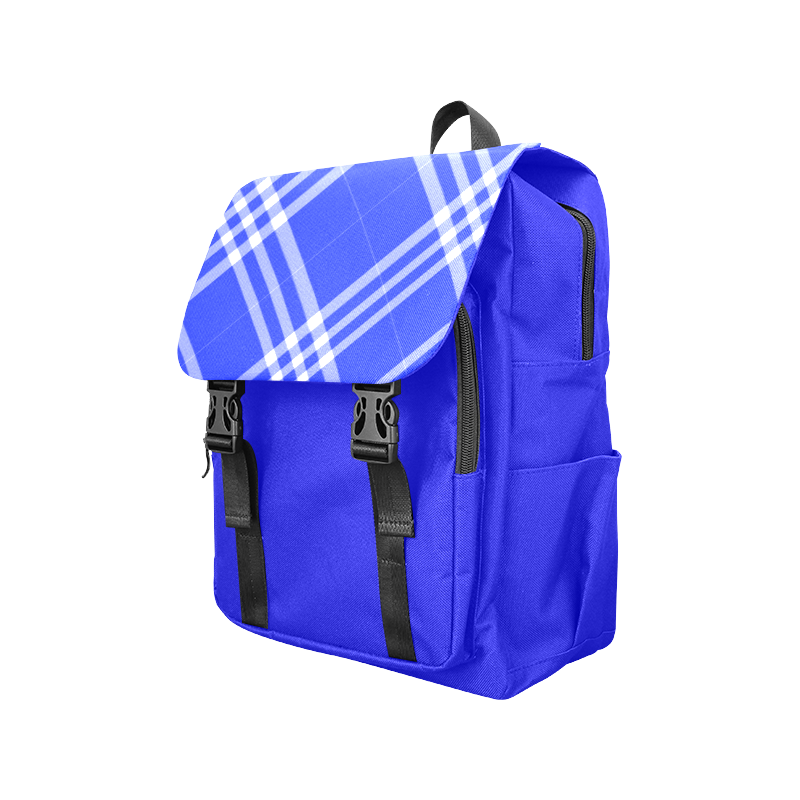 Blue and White Tartan Plaid Casual Shoulders Backpack (Model 1623)