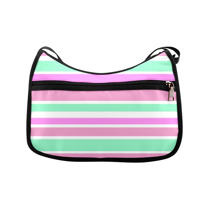Pink Green Stripes Pattern Crossbody Bags (Model 1616)