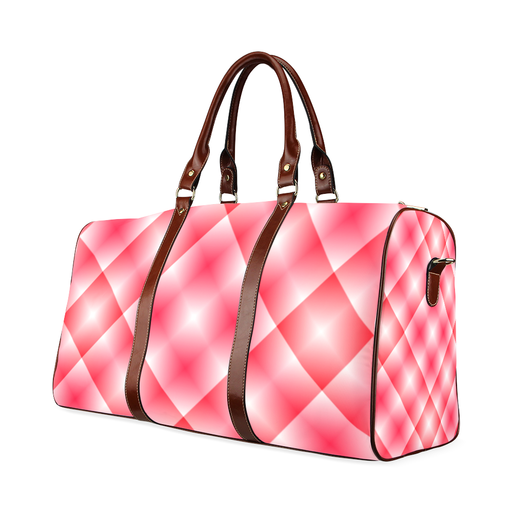 Pink and White Tartan Plaid Waterproof Travel Bag/Small (Model 1639)