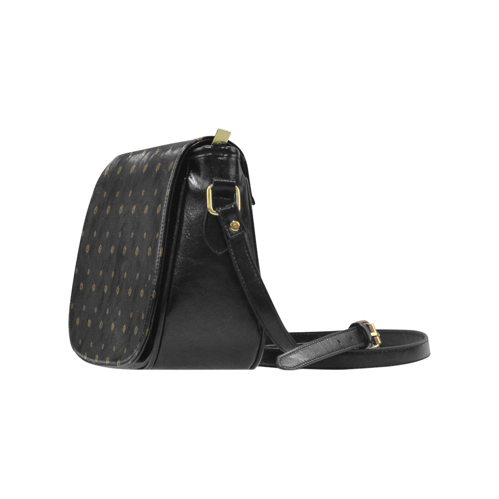 Golden Snowflakes On A Midnight Black Background Classic Saddle Bag/Large (Model 1648)