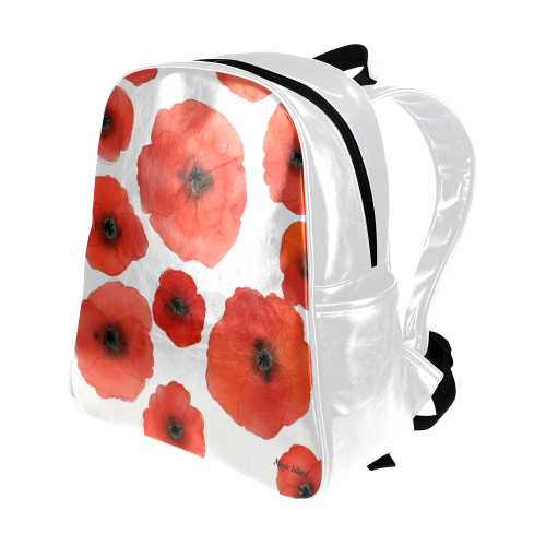 Red Poppies. Inspired by the Magic Island of Gotland. Multi-Pockets Backpack (Model 1636)