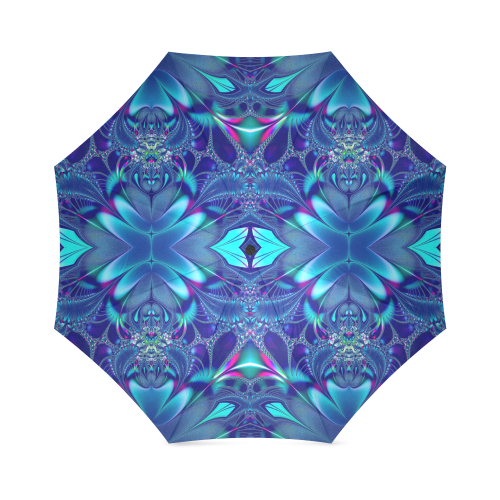 Blue Elegance Fractal Abstract Foldable Umbrella (Model U01)
