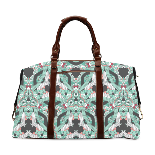 Zandine 0206 vintage green floral pattern Classic Travel Bag (Model 1643)