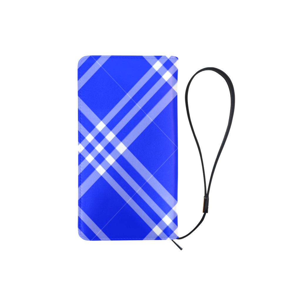 Blue and White Tartan Plaid Men's Clutch Purse （Model 1638）