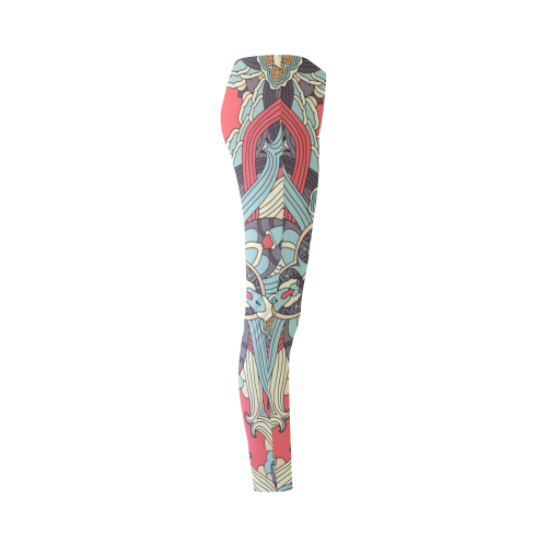 Zandine 0203 pink blue vintage floral pattern Cassandra Women's Leggings (Model L01)