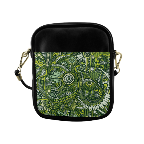 zz0105 green hippie flower whimsical pattern Sling Bag (Model 1627)