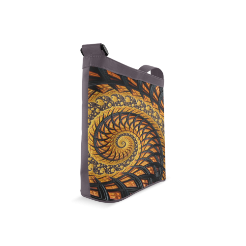 Spiral Yellow and Black Staircase Fractal Crossbody Bags (Model 1613)