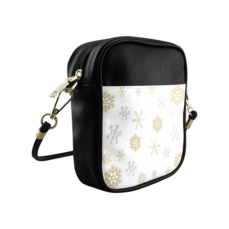 Silver and Gold Snowflakes on a White Background 2 Sling Bag (Model 1627)