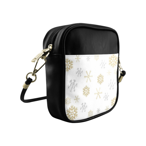 Silver and Gold Snowflakes on a White Background 2 Sling Bag (Model 1627)