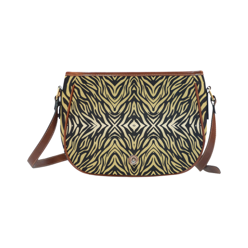 Gold and Black Zebra Print Pattern Saddle Bag/Small (Model 1649) Full Customization